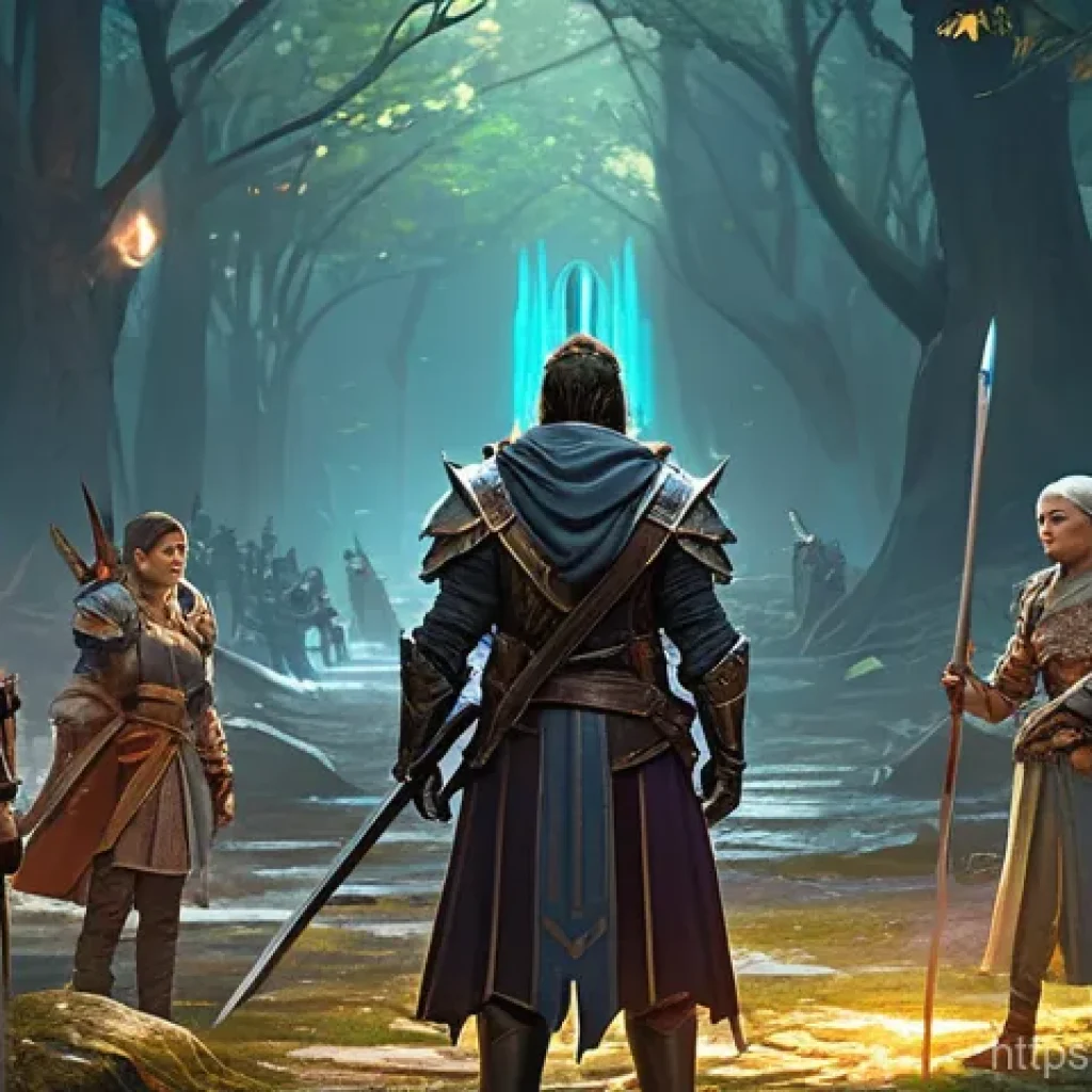 리니지M 혈맹 레이드 운영 - **A diverse group of Lineage M clan members preparing for a challenging raid.** The scene is set in ...