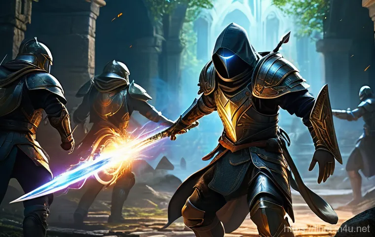 리니지M 사냥 효율 최적화 - A dynamic, action-packed scene in a fantasy MMORPG setting, depicting a skilled warrior character in...